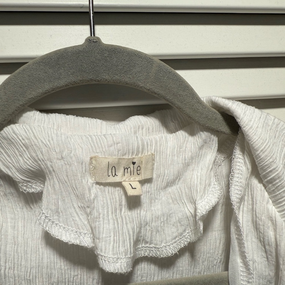 LA MIEL Ivory Textured Blouse